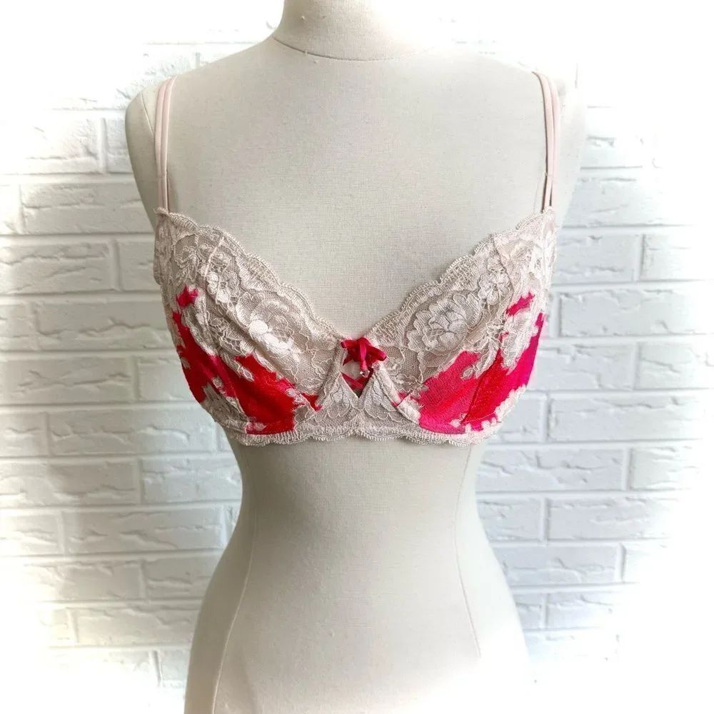 Victoria’s Secret Unlined Demi Pink Lace Bra Size 34D
